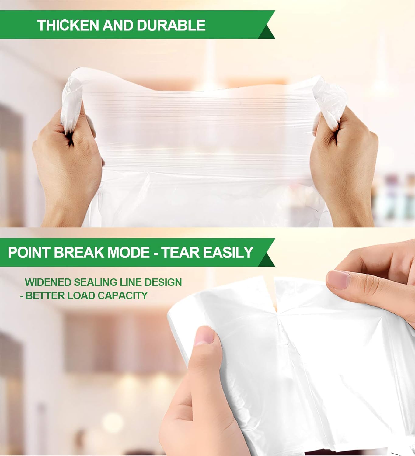 FORID Clear Small Trash Bags, 1.2 Gallon Garbage Bags, Wastebasket Bin Liners 220 Count Plastic Trash Bags for Bathroom Bedroom Office Garbage Can 5 Liters - Durable & Thick Trash Bag