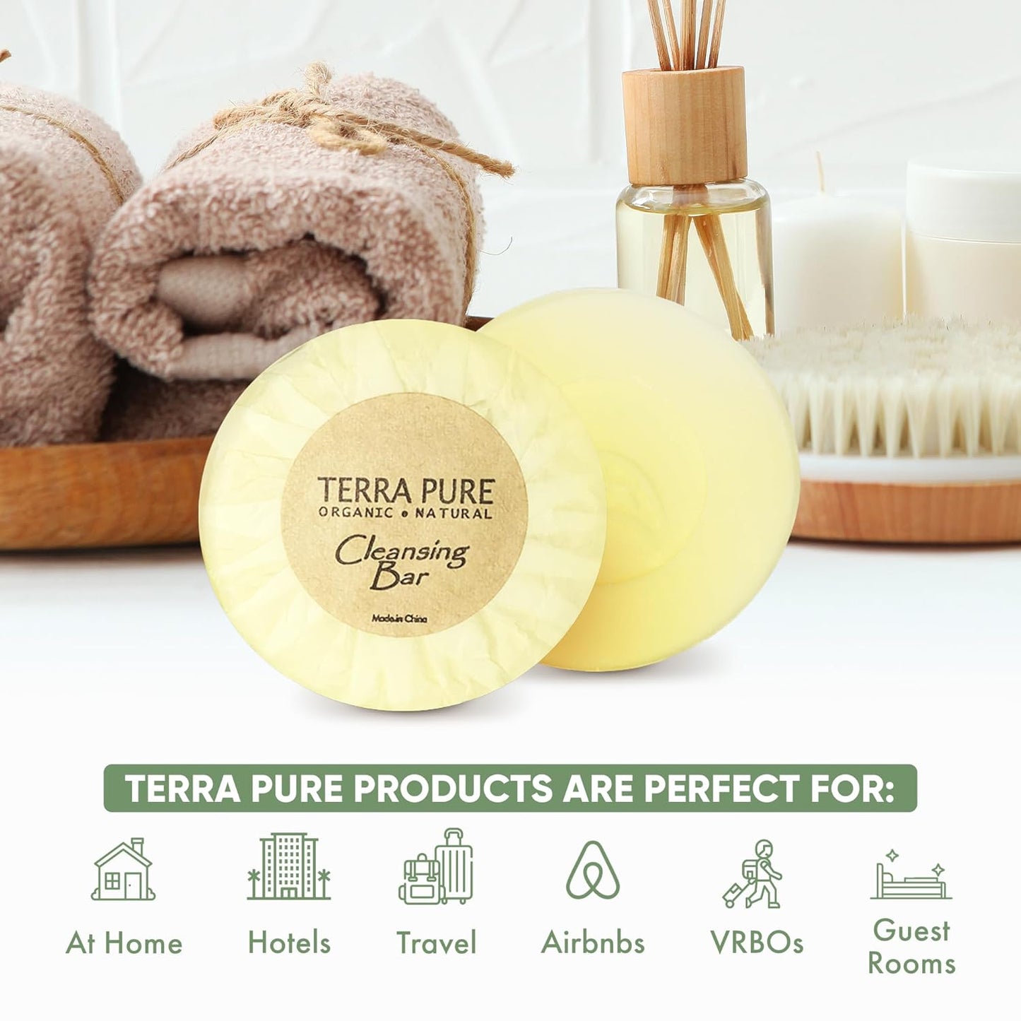 Terra Pure Bar Soap, Travel Size Hotel Amenities, 0.6 oz (Pack of 100)