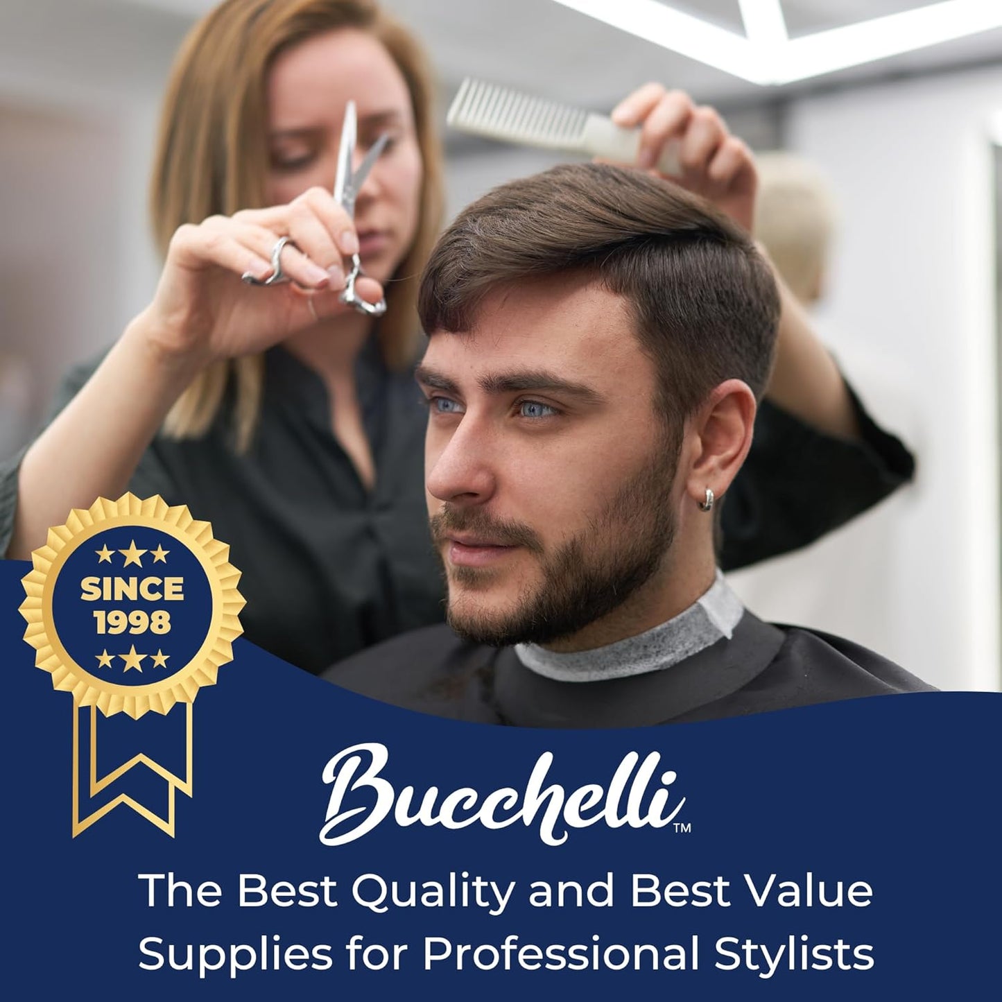 5.5 Inch Left Handed Hair Cutting Scissors Professional - Japanese 440A Inch Barber Scissors - Micro Bevel Edge with Adjustable Tension Knob (Black Left 5.5")