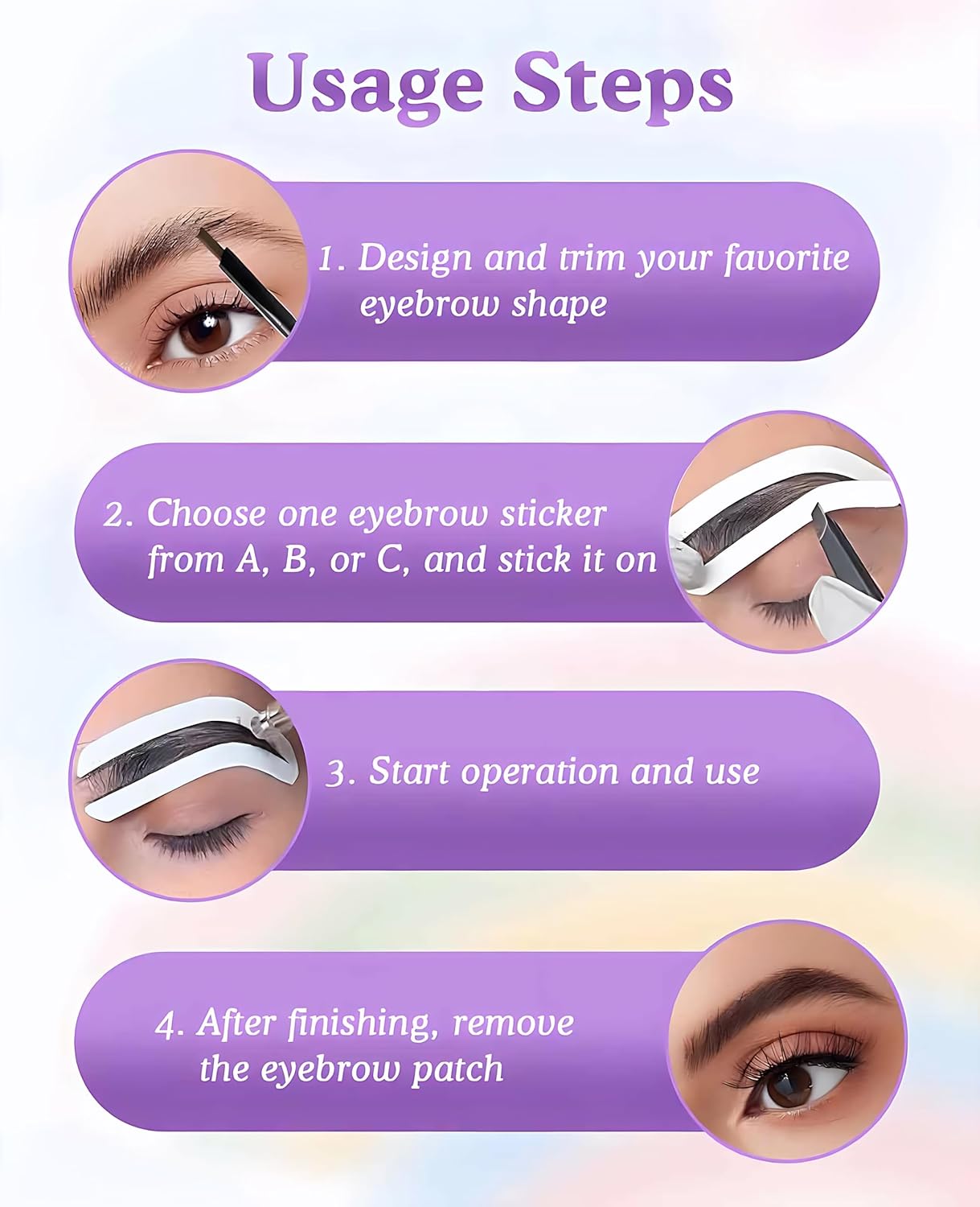 90 Pairs Eyebrow Stickers Stencils, 3 Shapes Disposable Eyebrow Tape Strips for Tinting