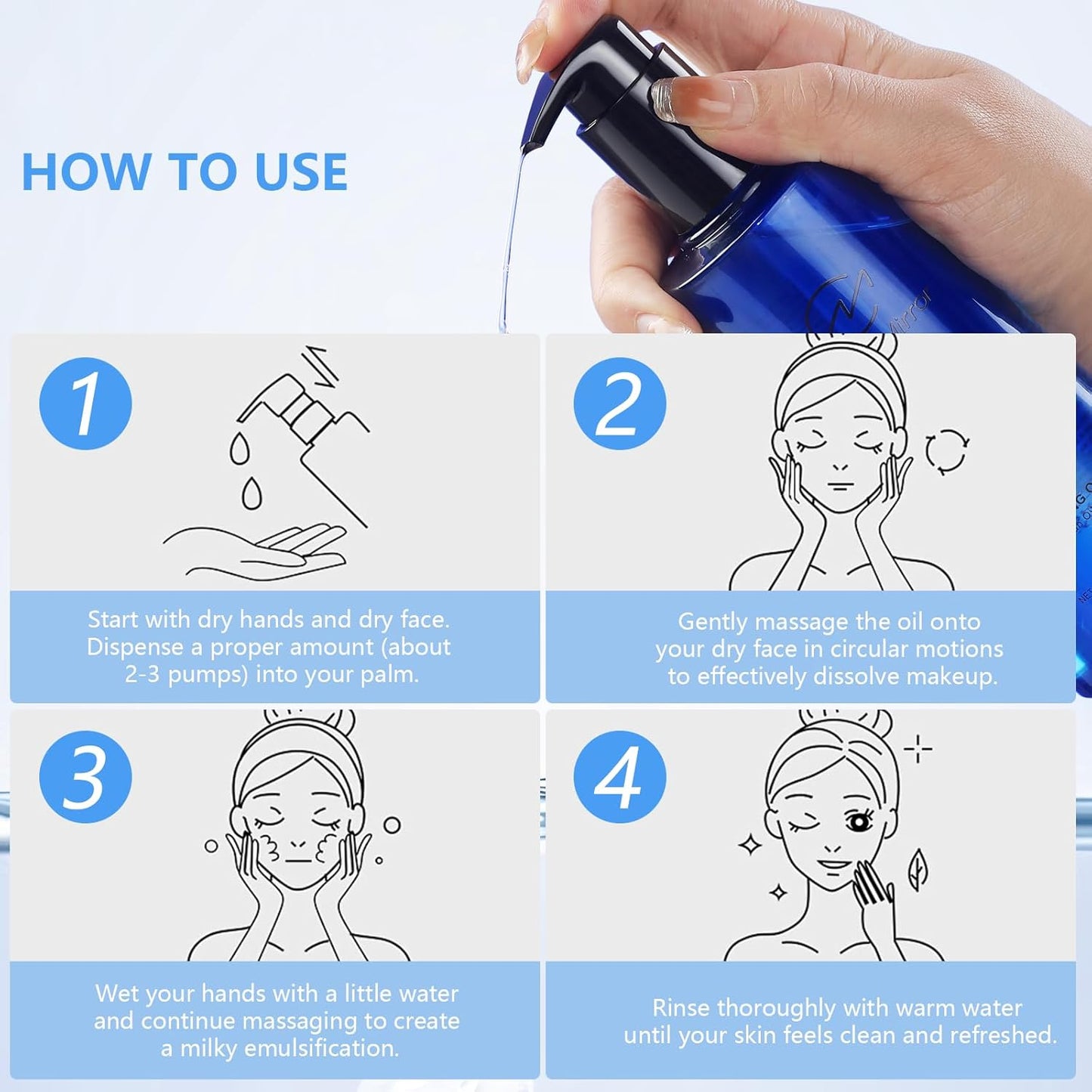 Argan Deep Cleansing Oil, 6.76 fl oz 200ml, Gentle Pore Control, Heavy Makeup Remover