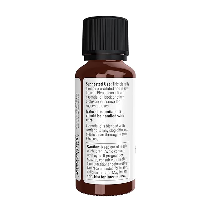 NOW Essential Oils, Frankincense Oil Blend, 20% Blend of Pure Frankincense Oil in Pure Jojoba Oil, Centering Aromatherapy Scent, Steam Distilled, Vegan, Child Resistant Cap, 1-Ounce