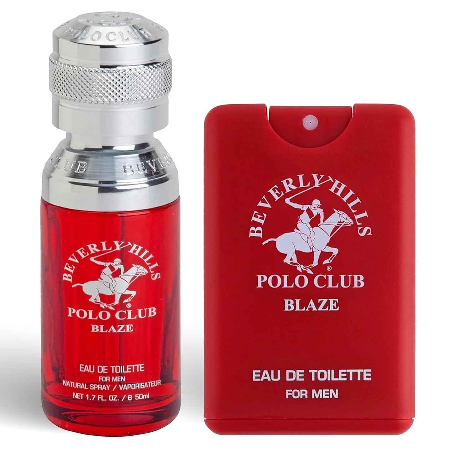 Beverly Hills Polo Club BHPC Men's Eau De Toilette Bonus Pack | Blaze Scent | 1.7oz EDT + Travel Pocket Spray | Long-Lasting Masculine Fragrance