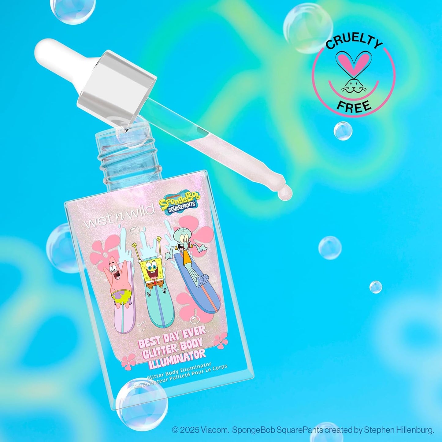 wet n wild Spongebob Best Day Ever Glitter Body Illuminator, Lightweight Non-Sticky Radiant Glow, Blendable Hydrating Formula