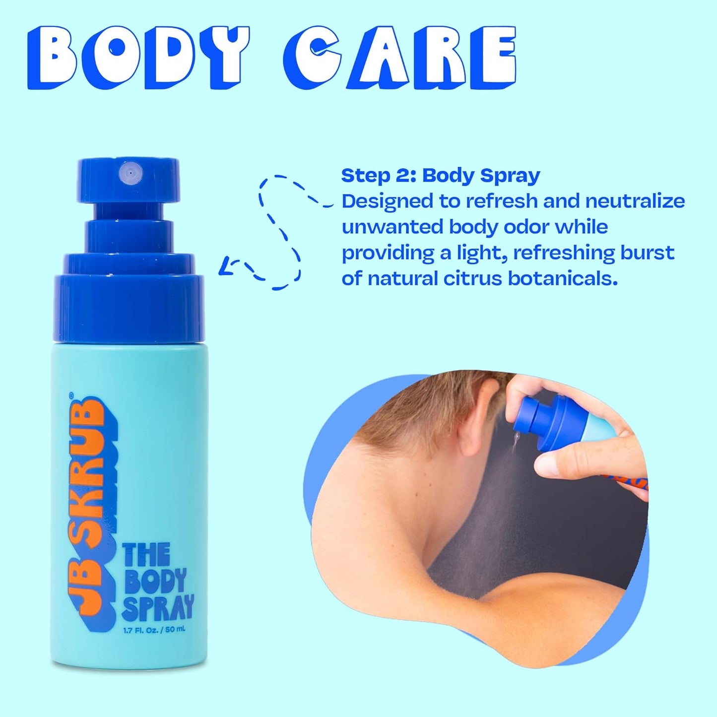 JB SKRUB The Junior Travel Trio - Complete Skin Care Set for Kids, Tweens & Teens: Hydrating Body Wash, Refreshing Body Spray, & Gentle Face Wash