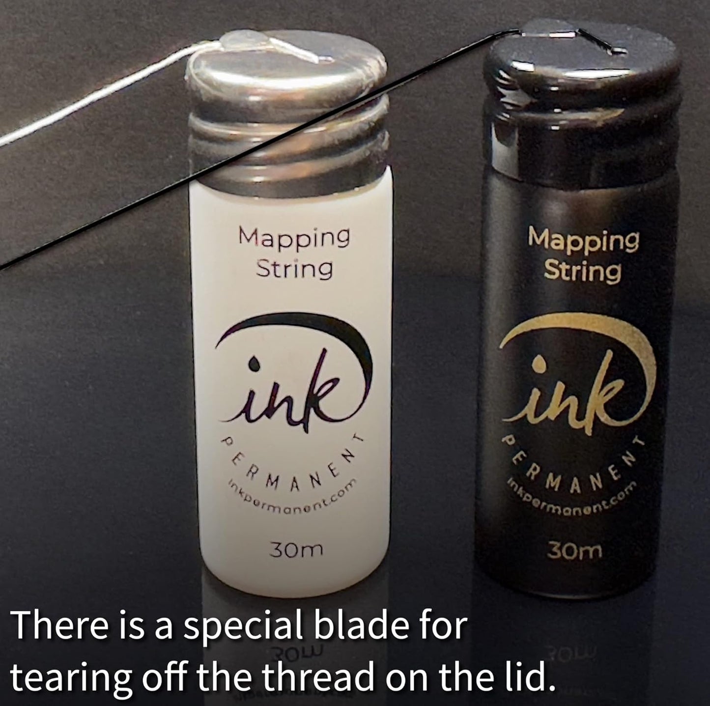 Ink Permanent Brow Mapping String [100 Ft Bottles - 30 m] Pre-Inked String for Permanent Makeup and Microblading Supplies, Brow Mapping Kit, Pre-Inked Thread for Eyebrow Shaping (Black)
