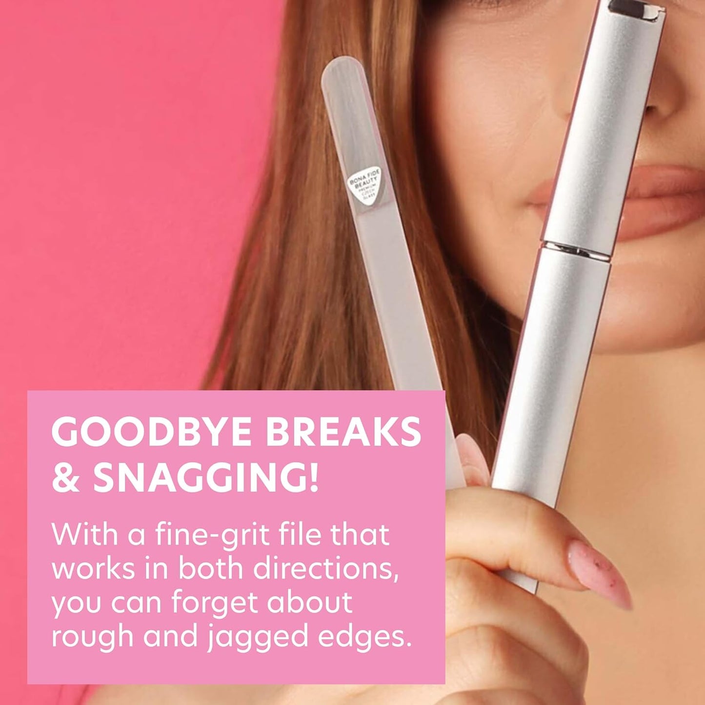 Bona Fide Beauty Czech Glass Nail Files for Natural Nails (Clear) - 1Pc Crystal Nail Filer, Nano Glass File with Case Handcrafted in The Czech Republic