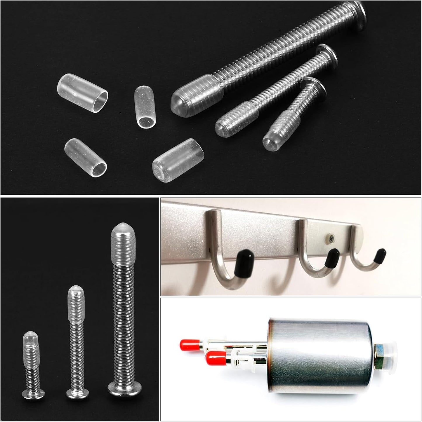 uxcell 50pcs Rubber End Caps Protective Caps 11mm ID Vinyl PVC Round Tube Bolt Cap Cover Screw Thread Protectors Clear