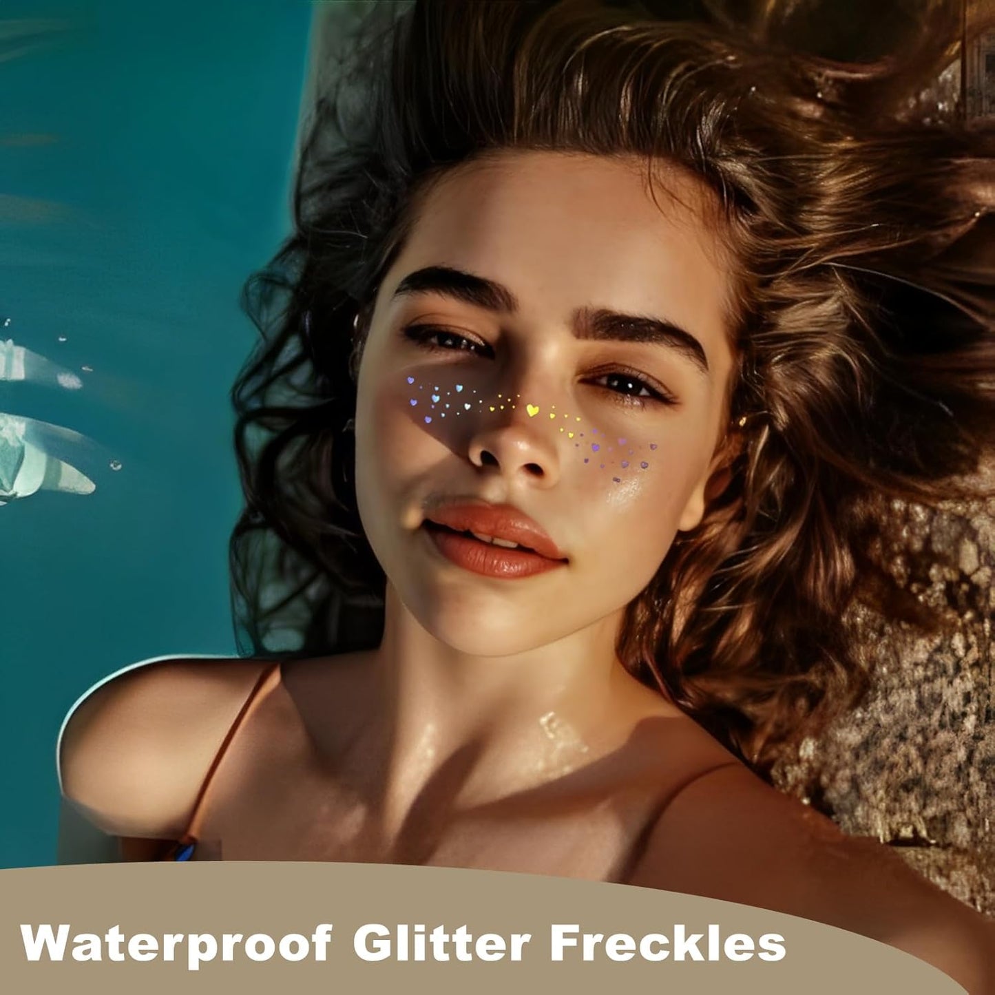 6Pack Holographic Multichrome Glitter Freckles Face Tattoo,Waterproof Sparkle Face Glitter Makeup Patches,Temporary Faces Speckles for Women.