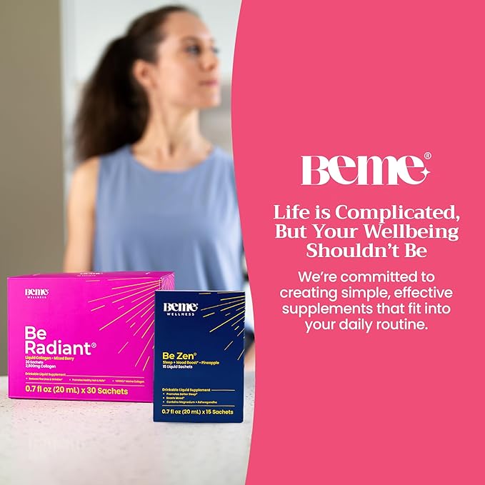 BeMe BeRadiant Berry & BeZen Bundle - Liquid Collagen & Magnesium Glycinate L-Theanine Supplements