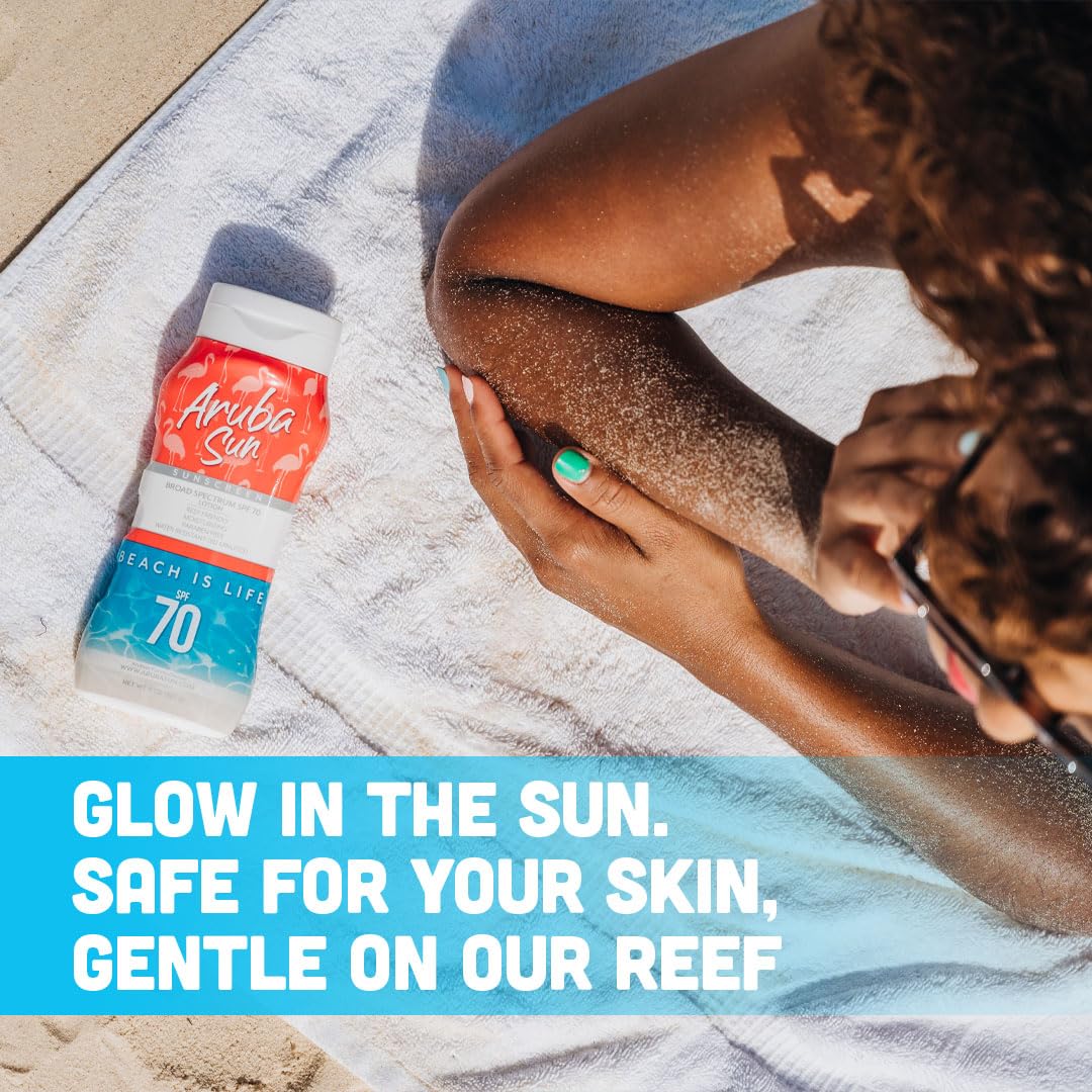 SPF 70 Sunscreen Lotion 8oz - Reef Act Compliant no 67 Octinoxate & Oxybenzone Free - Sun Screen Broad Spectrum UVA/UVB - Sunscreen Waterproof and Non-Greasy