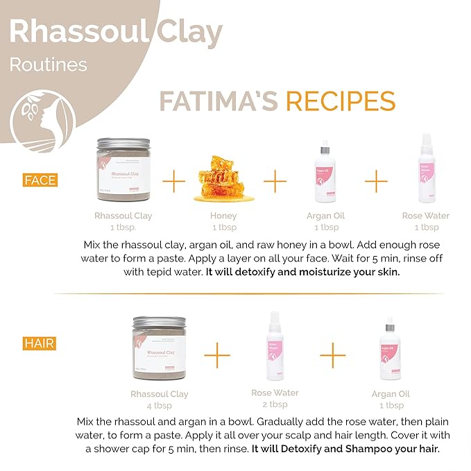 Fatima's Garden Rhassoul Clay - Natural Detox Clay for Skin & Hair, 150g