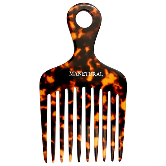 14MX Long-Tooth Comb/Afro Hair Lift Combs for Women's Curls and Men's Beards - Hand-Made, Hand-Crafted Beauty for Effortless Styling (Tortoise, 2 PACK)