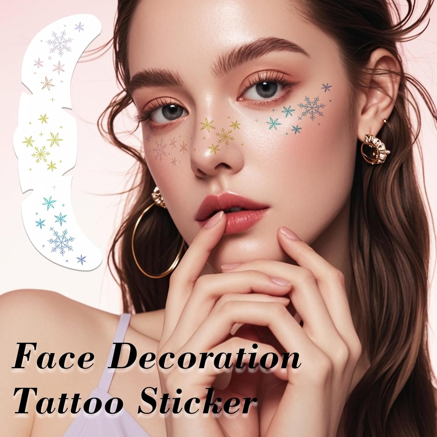 Temporary Tattoos Adult: Glitter Freckles & Star Face | Body Glitters with Face Glitter for Women Girls - Country Concerts Festival Rave Accessories (snowflakes)