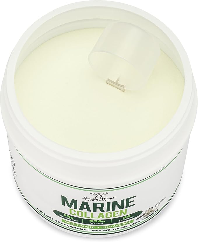 Double Wood Supplements Marine Collagen Powder (1 LB / 16 OZ of Quick Dissolve Marine Collagen Peptides) Wildcaught, Unflavored, Micronized - Scoop Included, No Fillers (38 Servings of 12 Grams Each)