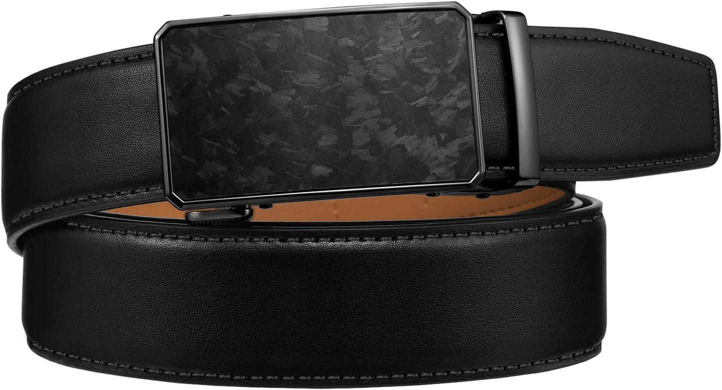 Zitahli Belt Men, Ratchet Belt Dress with 1 3/8" Premium Leather,Slide Belt with Easier Adjustable Automatic Buckle