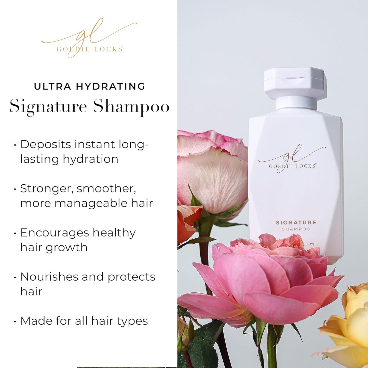 Goldie Locks Ultra Hydrating Shampoo & Conditioner Set - Sulfate-Free, Paraben-Free - for Frizz Control, Shine & Strength - Color & Extension Safe - Protein-Free - 2 x 8.45 fl oz (Packaging May Vary)