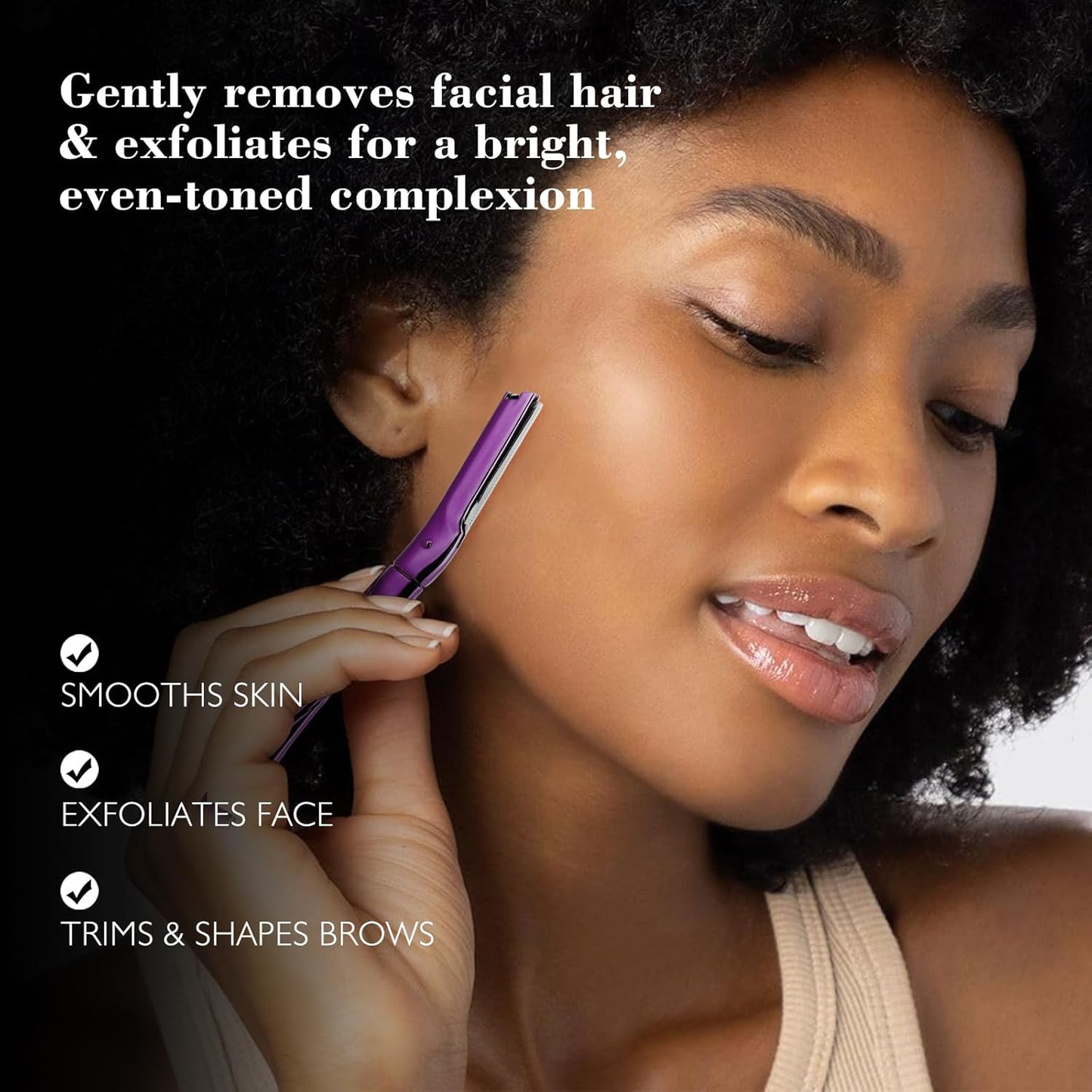 Eyebrow Razor, Face Razors for Women and Men, Reusable Metal Handle with 6 Refill Blades, Eyebrow Trimmer with Precision Cover, Dermaplane Razor, Skin Care Tool, Purple