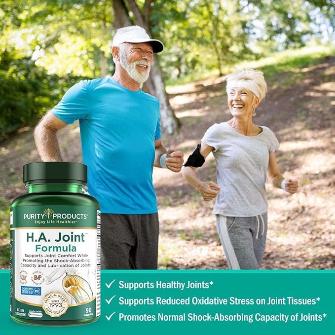 Purity Products HA Joint Formula Hyaluronic Acid + Key CoFactors - Joint + Skin Multi Collagen (Type I, II & III) - 5-Loxin - Olive Fruit Extract - Joint Flexibility + Mobility - 90 Capsules (2)