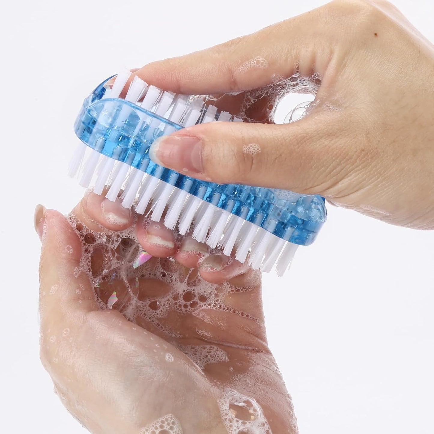 Nail Cleaning Brushes Plastic for Fingernails 2-Sided Non-Slip Nail Brushes 4 Pack(Blue and White)