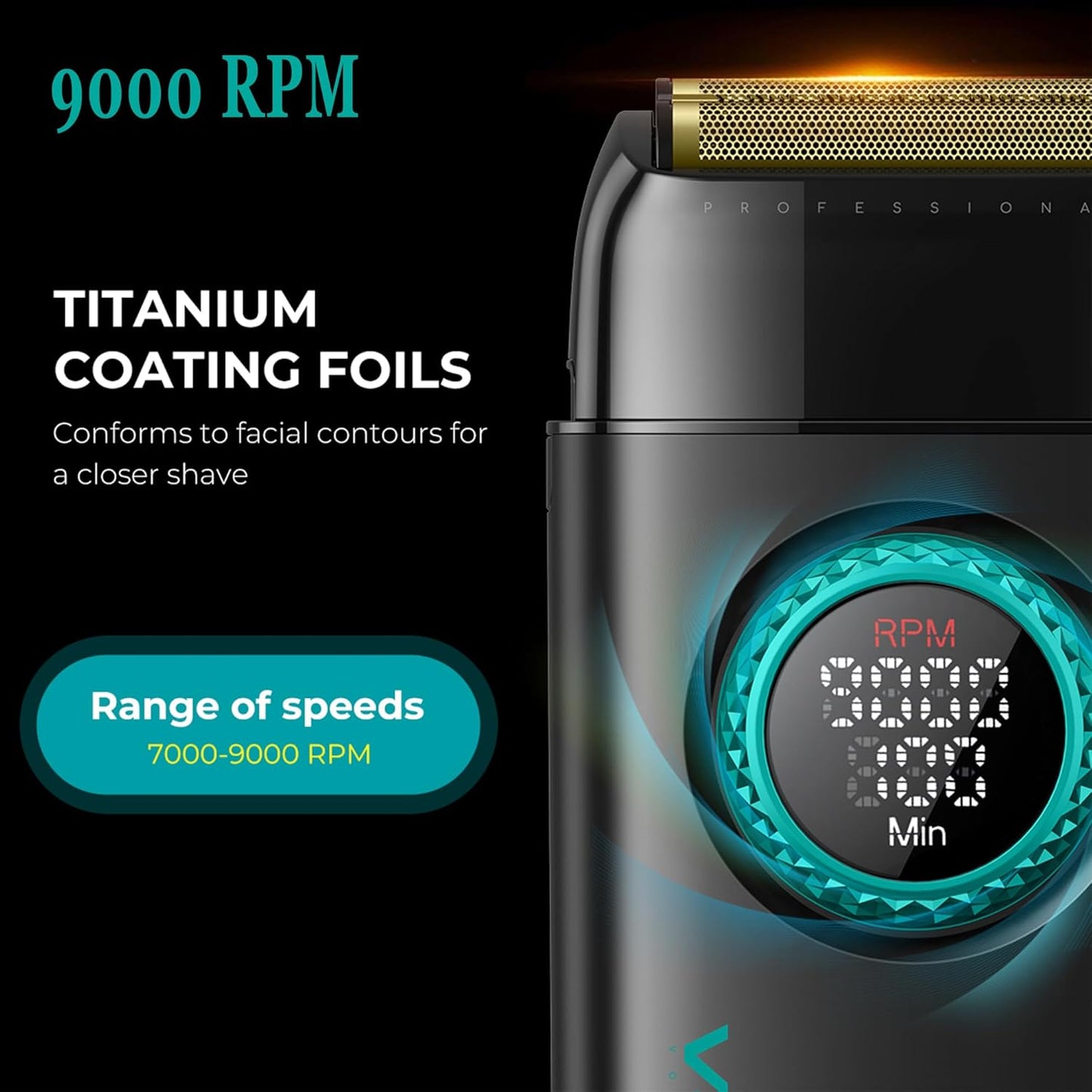 VGR Professional Barber Combo 4 in 1 – 9000RPM Cordless Hair Clipper & Trimmer, Foil Shaver & Hair Dryer Set, All-in-One Grooming Kit for Home & Barber, Premium Haircutting Kit with Travel Case, Black