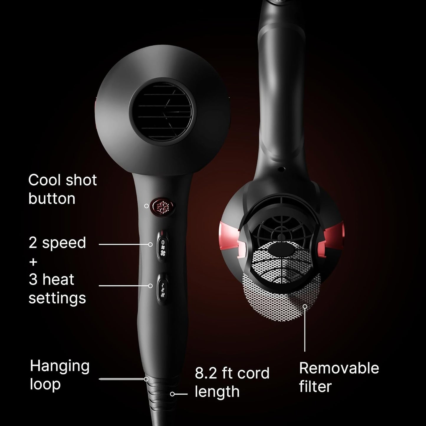 TREZORO Professional Blow Dryer – Ionic Hair Dryer 2000W with Diffuser for Salon & Personal Use – Powerful, Fast & Quiet Drying for Curly Hair, Unwanted Frizz – Design for Travel – 8.2ft Cord