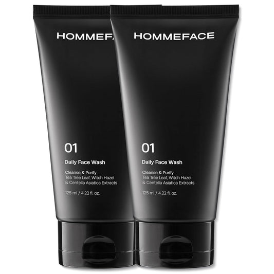 HommeFace 2-Pack Daily Face Wash for Men, Gentle Facial Cleanser for Deep Cleansing with Collagen, Hyaluronic Acid & Witch Hazel Extract