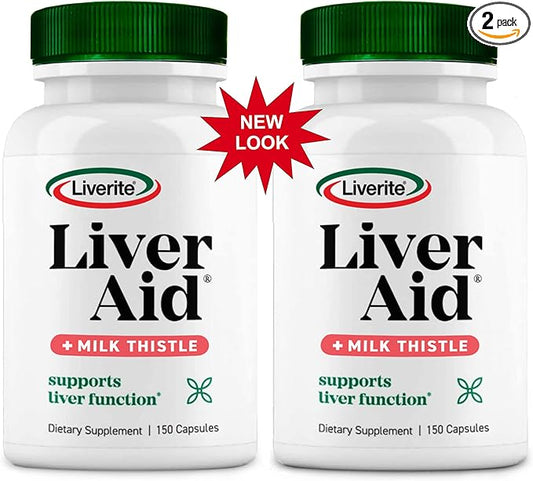 Liverite Liver Aid with Milk Thistle 2-Pack 150 150 Capsules 300), Liver