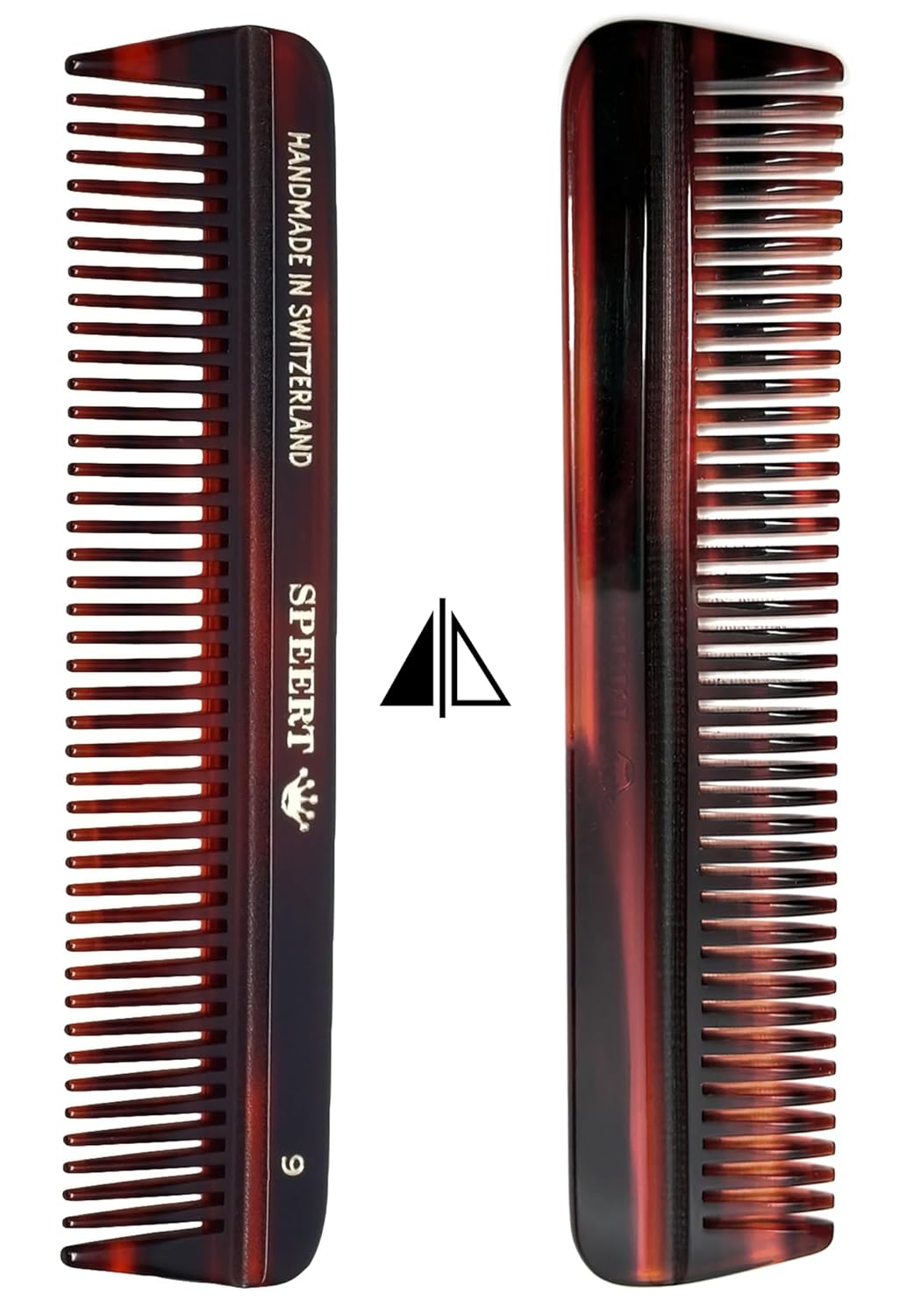 #9 Handmade Wide Tooth Comb Tortoise Havana Acetate Thick Coarse Curly Detangling Parting Grooming Teasing Hair Styling Hairdresser Barber Hairdressing Wet Dry Pocket Travel Women Men Kids