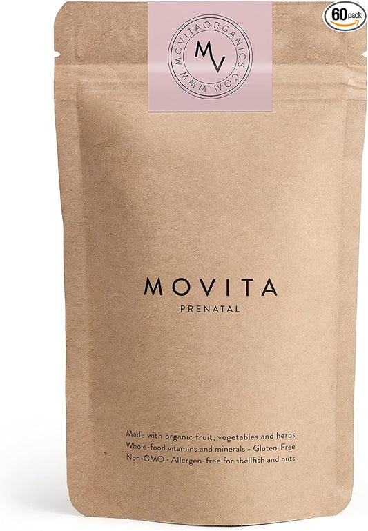 Movita Prenatal Multivitamin – Organic Fermented Whole Foods for Healthy Pregnancy, Fetal Development & Postnatal Support – Vegan, Gluten-Free, Non-GMO, 30-Day Supply (Eco-Friendly Refill Pouch)