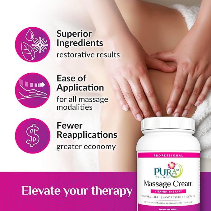 Unscented Vitamin Therapy Massage Cream, Massage Cream for Physical Therapy and Deep Tissue 128oz