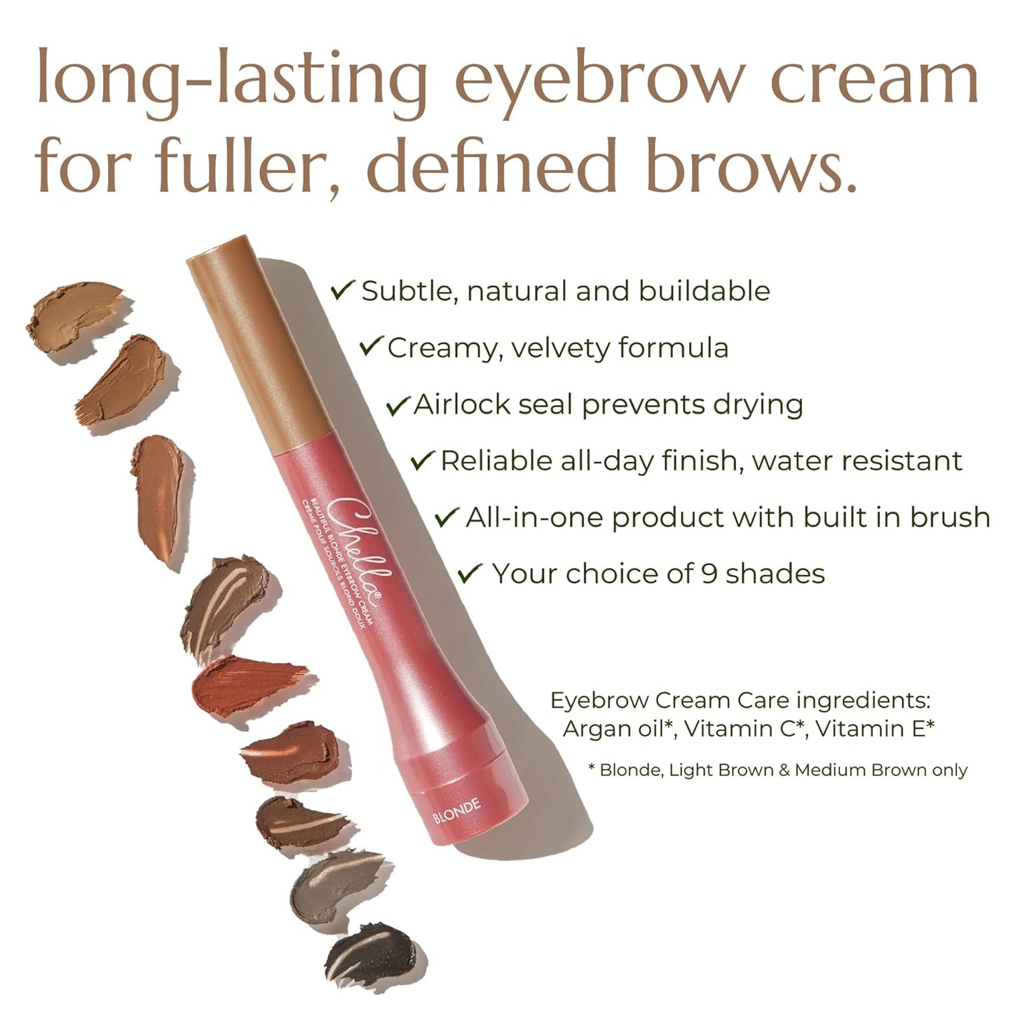 Chella Eyebrow Cream, Dazzling Dark Brown - Vegan, Cruelty Free, Paraben Free, Gluten Free Eyebrow Pomade Makeup - Long Wearing, Velvet Consistency, Water Resistant