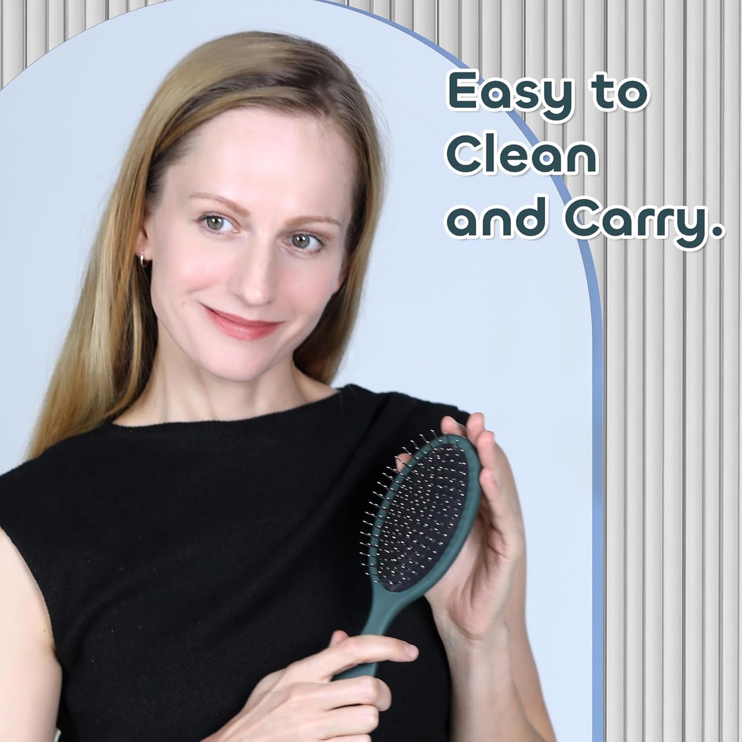 WeiLa Anti-Static Hair Brush Oval, Stainless-Steel Bristles Detangler for Wigs & Hair, ABS Handle (Emerald Green + Violet, Couple)