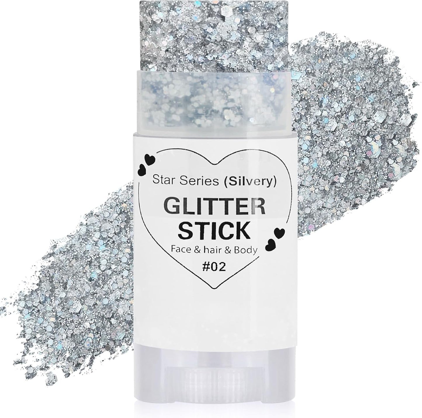 Silver Hair Glitter Stick, Chunky Sequins Body Face Glitter for Kids,Rave Music Festival Singer Concert Outfits for Women,Waterproof Shimmer Accessories for Parties & Events