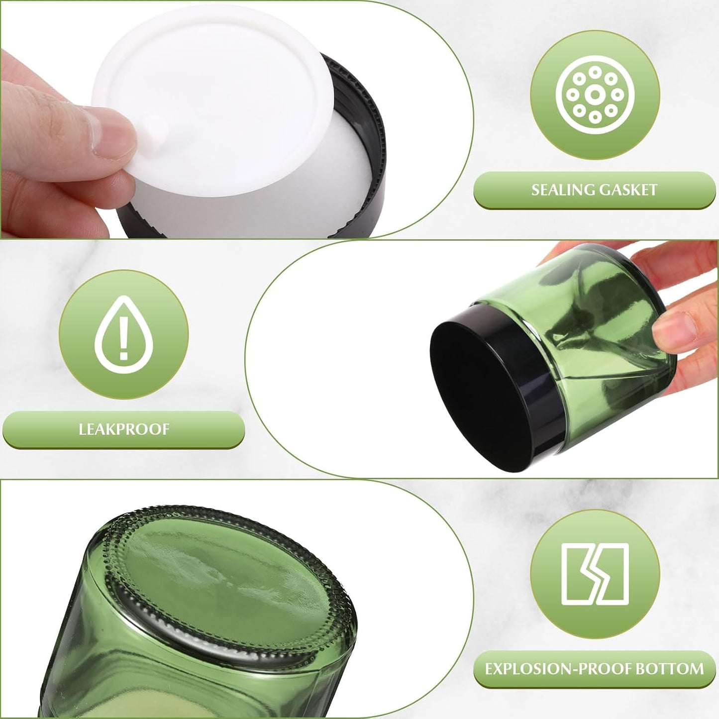 Norme 24 Pcs 4 oz Glass Jars with Lids Leakproof Round Airtight Empty Cosmetic Jars with Inner Liners Lid for Storing Lotions Powder Ointments Candle Making Tins (Olive Green)