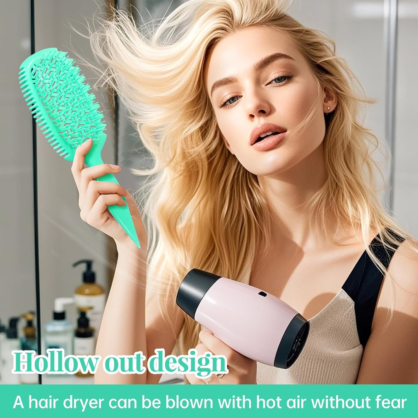 Detangler Hair Brush for Wet and Dry Hair, curl defining brush,curl brush for curly hair wet for Shower & Travel - Green