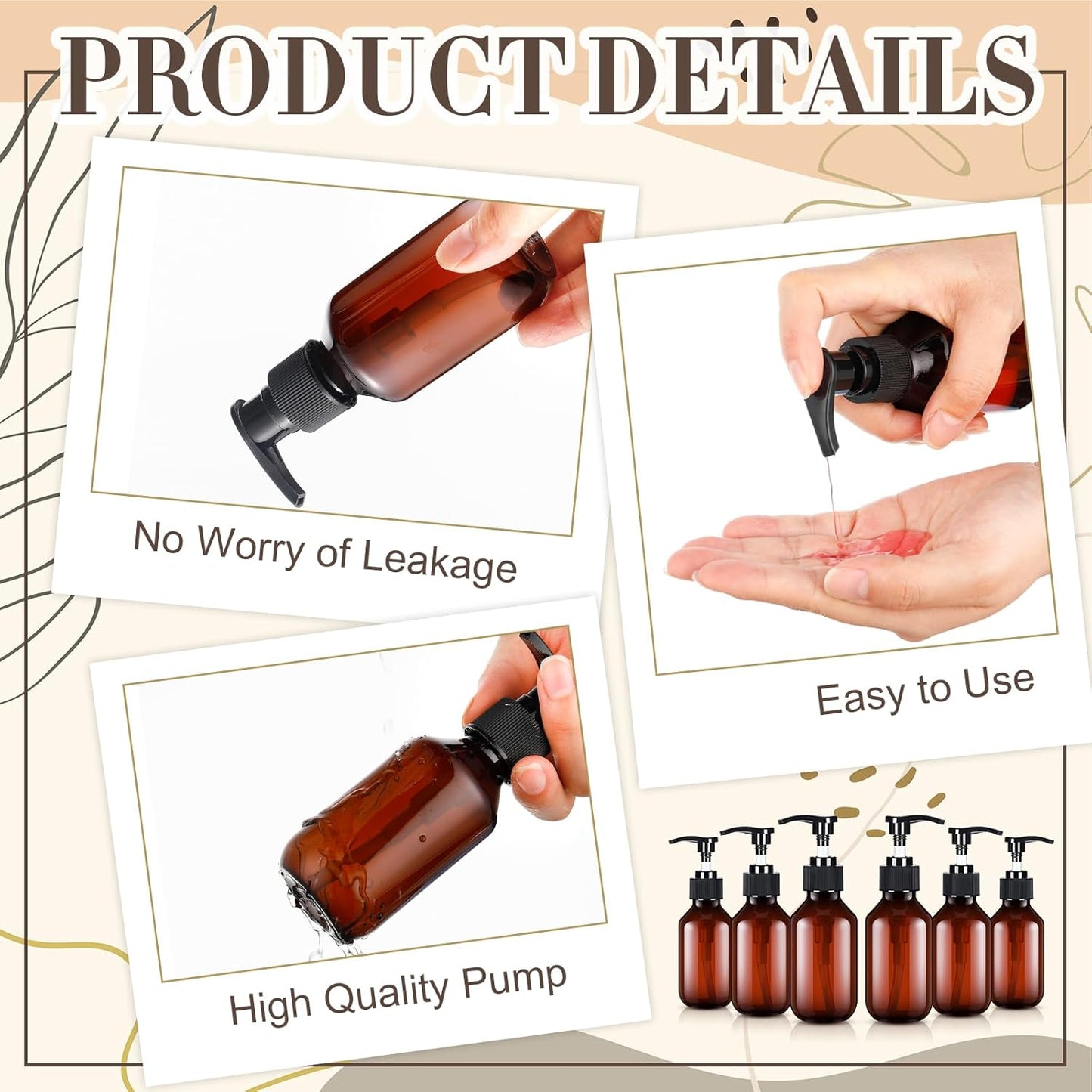 Tessco for you 12 Pack Amber Soap Dispenser Empty Plastic Pump Bottles Dispenser Refillable Shampoo Container for Hand Sanitizer Soap Lotion Body Wash Conditioner Bathroom Kitchen Travel(3.4 Oz)