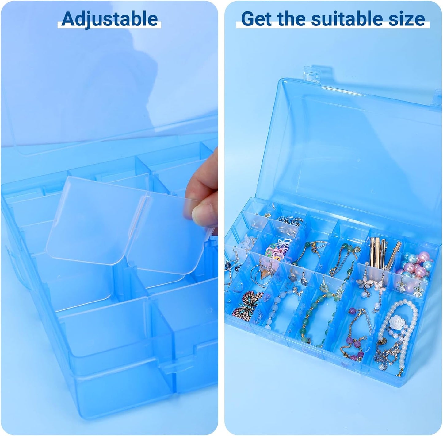 Nail Organizer Storage Box 36 Grids, 2 Pack Rhinestone Container, Acrylic Press Fake Nail Tip Craft Art Accessories Plastic Empty Case, Display Holder for Jewelry Diamond Charms Gem Bead Polish