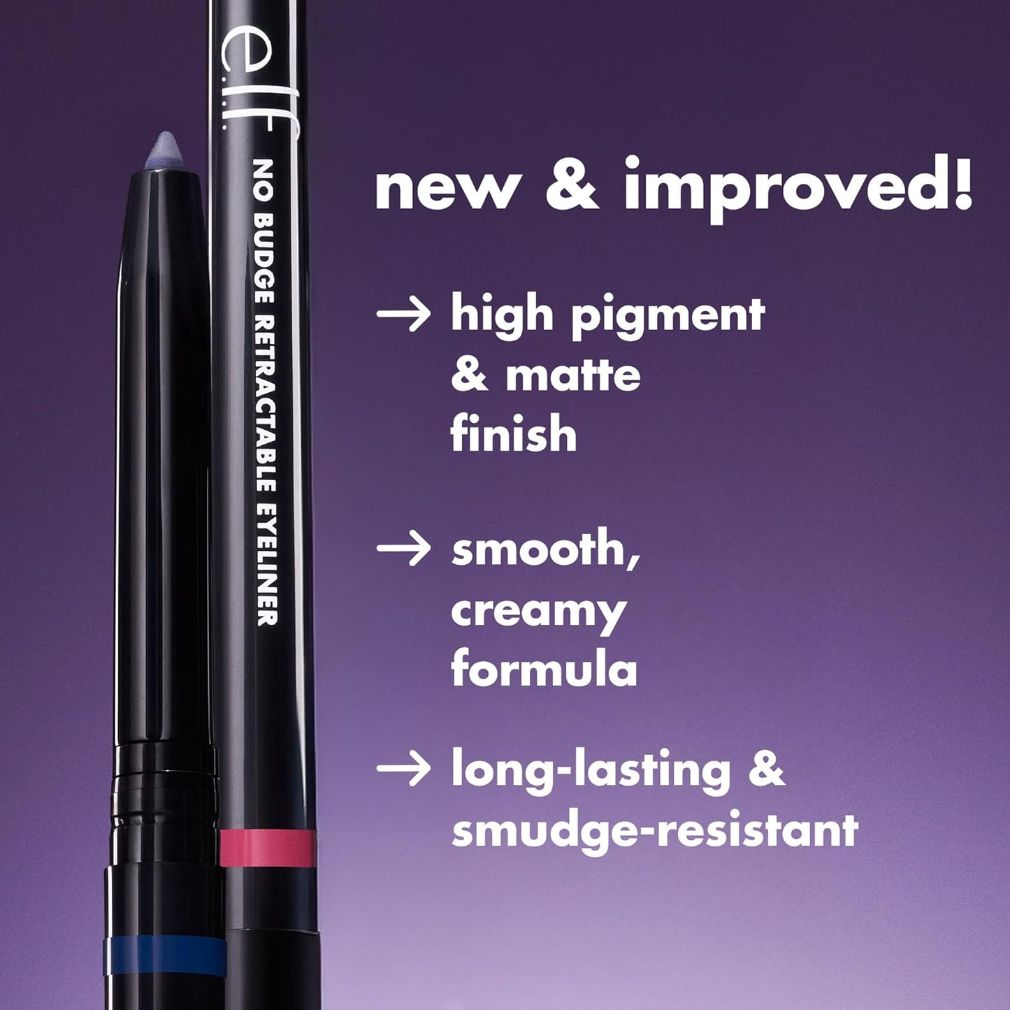 e.l.f. No Budge Retractable Eyeliner, Creamy, Ultra-Pigmented & Waterproof, Creates Bold & Defined Lines, Vegan & Cruelty-Free, Grey