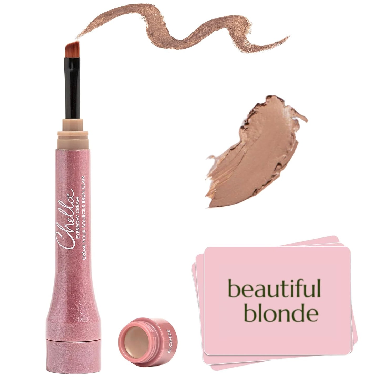 Chella Eyebrow Cream, Beautiful Blonde - Vegan, Cruelty Free, Paraben Free, Gluten Free Eyebrow Pomade Makeup - Long Wearing, Velvet Consistency, Water Resistant