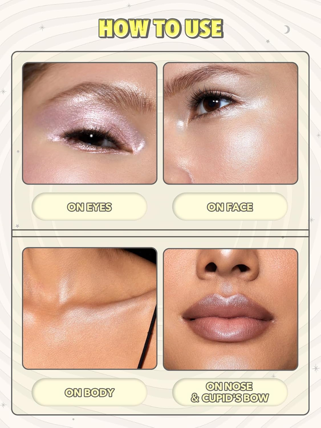 SHEGLAM Lunar Glow Highlighter Face Highlighter Multichrome Glitter Shimmer Highlighter Makeup Eye Face Body Highlighter Illuminator, Silky Creamy Eyeshadow-Heart Galaxy