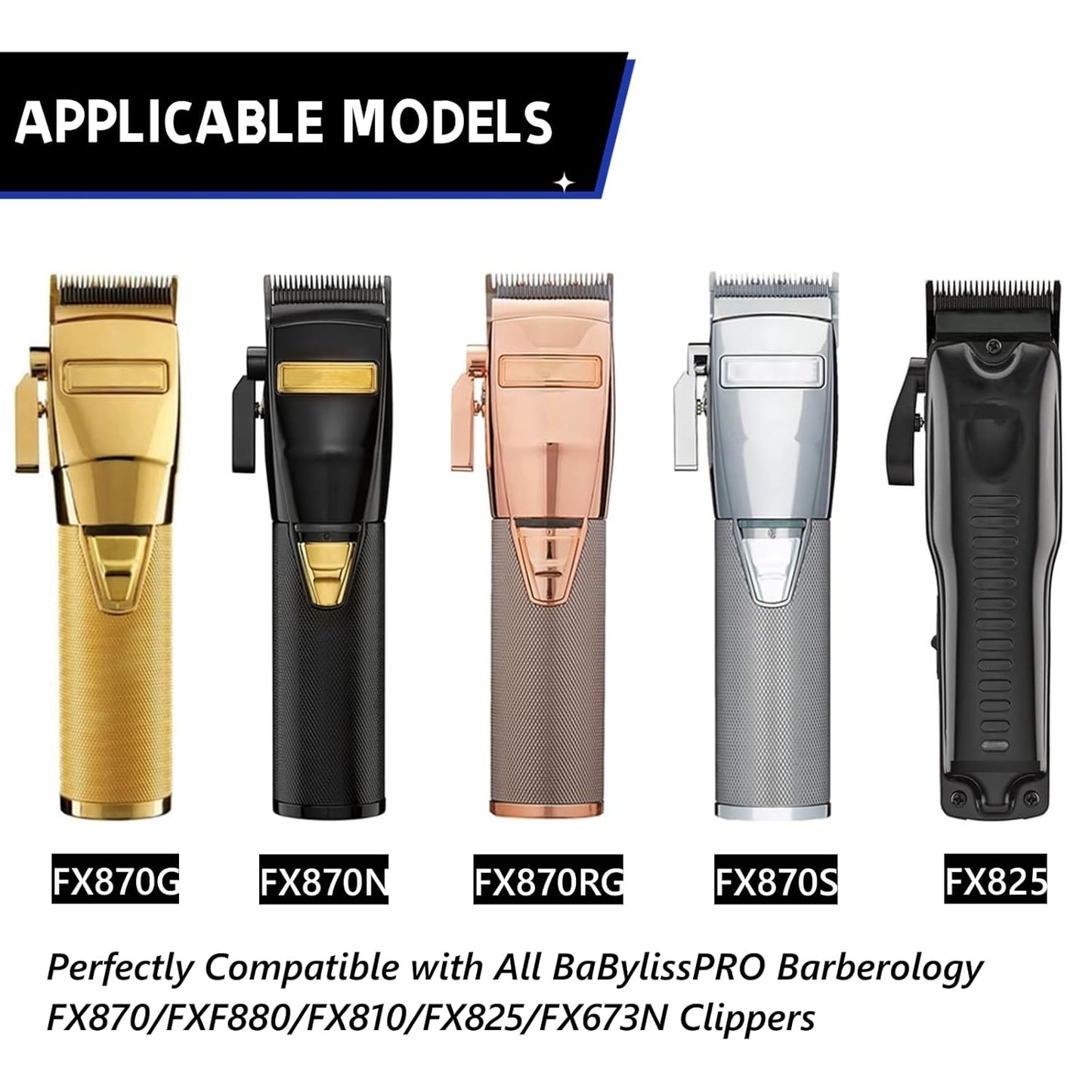 Replacement DLC Blade Compatible with BaBylissPRO FX870 Series and FX825 Outlining Hair LoPROFX Trimmers FX880, Black