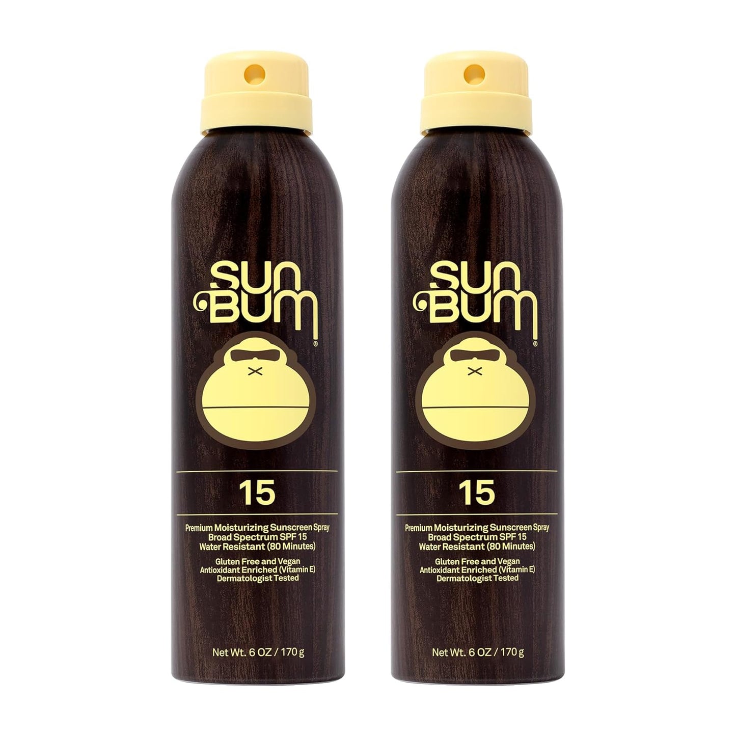 Sun Bum Original SPF 15 Sunscreen Body Spray - Broad Spectrum Moisturizing Sunscreen with Vitamin E - Hawaii 104 Act Compliant (Made without Octinoxate & Oxybenzone) - 6 oz (Pack of 2)