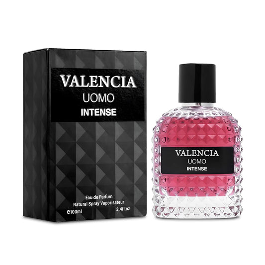 Valencia UOMO Intense for Men Eau De Parfum - Amber Fougere Fragrance Top Notes of Vanilla Bourbon Mid Tone of Lavandin Create Spicy & Woody Aroma - Base Scent of Smoked Vetiver