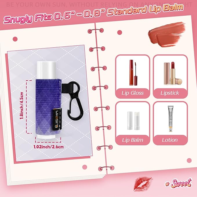 Chapstick Holder Key Chain, Lip Balm Holder for Chapstick Lip Gloss, Elastic Sleeve Chapstick Keychain Holder for Keys Purse Lanyard Gift for Women Girls (Gradual, 4pcs)