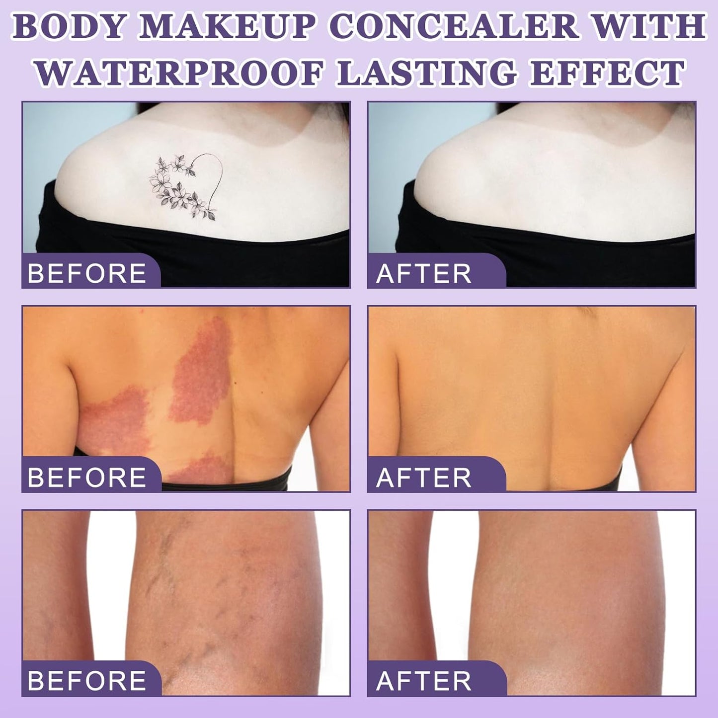 2Pcs Body Coverage Perfector, Natural Leg And Body Makeup Concealer, Tattoo Cover Up Makeup with Waterproof Lasting Effect, Long Last Body Foundation for All Skin Tones