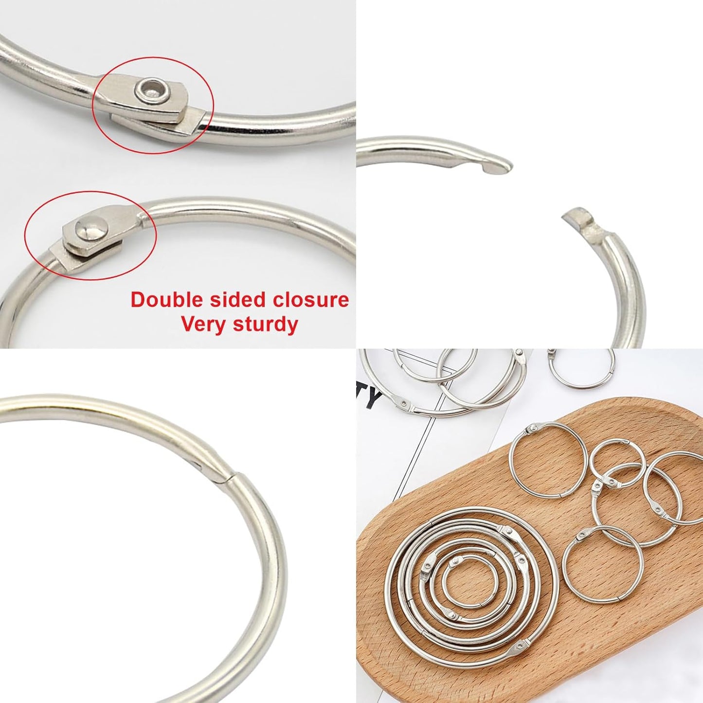 Loose Leaf Binder Rings Inner Dia: 1 inch(25.5mm) 100pcs Metal Silver Book Binder Rings Paper Rings Clips Key Rings Index Cards Rings Great for Home School Office
