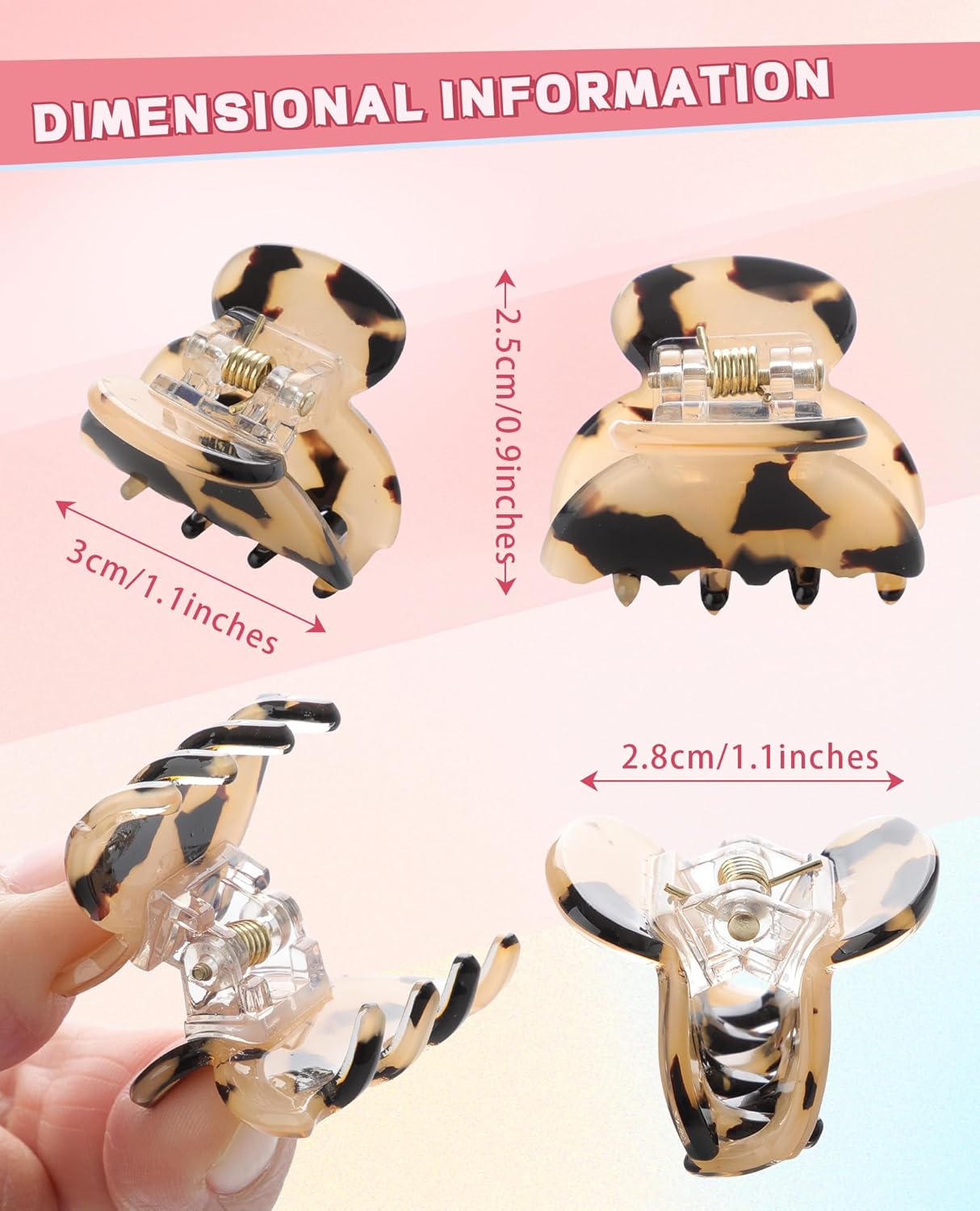 Claw Hair Clips Jaw Clamps - 12PCS Small Hair Claw Jaw Clamp for Thin Hair Styling Accessories Classic Hair Clamp for Women Girls(Amber)