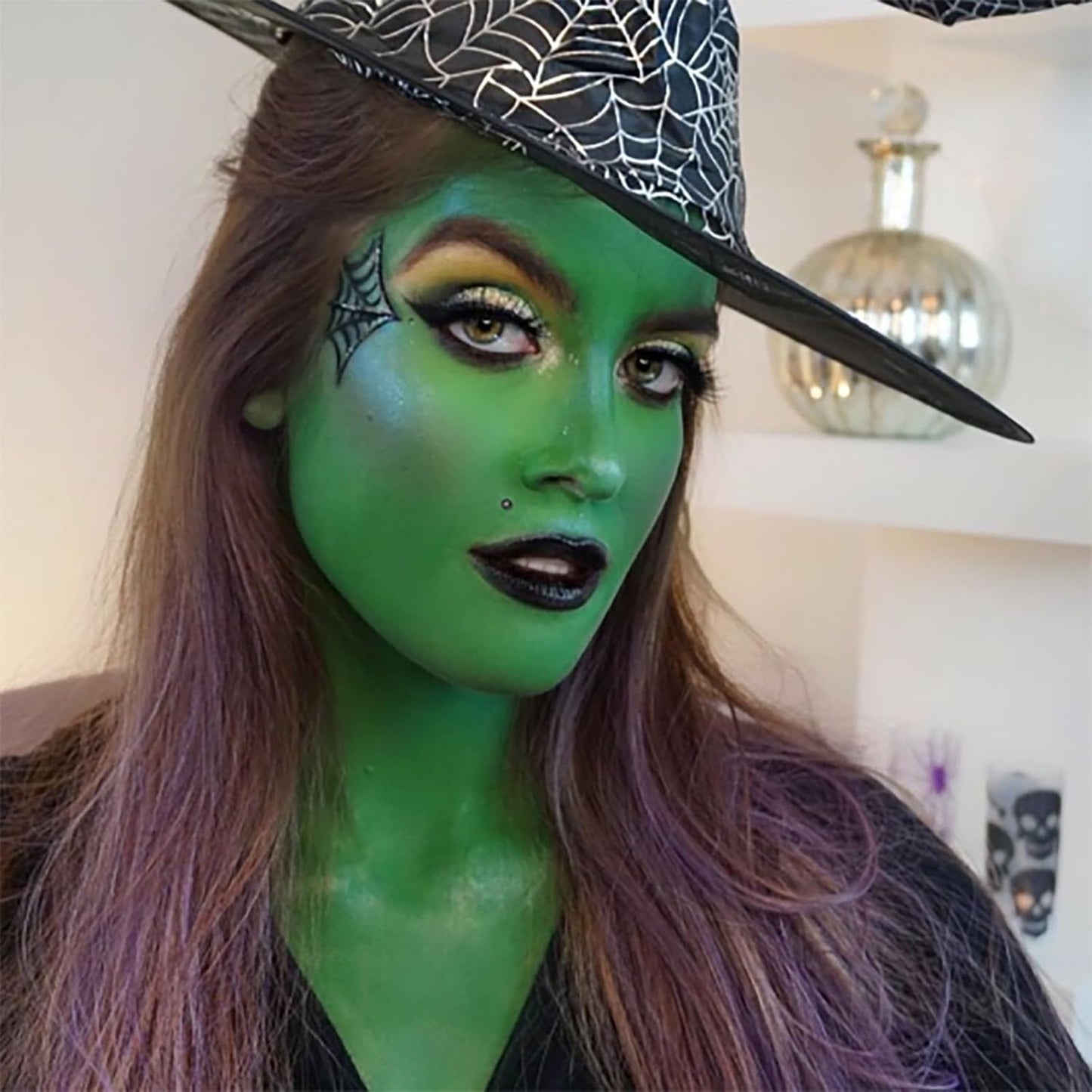 Mysense Green Face Body Hair Paint Stick,Halloween Elphaba Witch Costume Hulk Cosplay Makeup,Water Based Washable Temporary Hair Color,St Patricks Day Makeup Accessories for Adults and Children,0.5oz