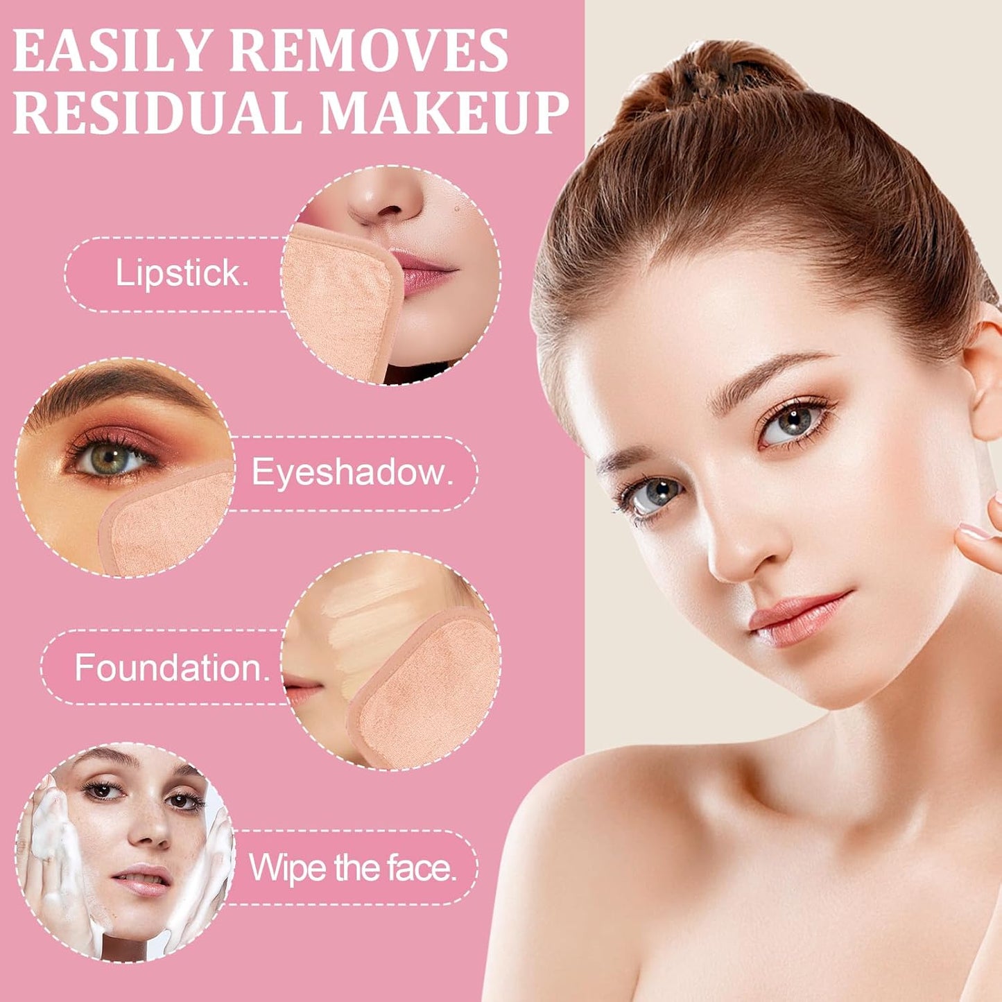 Makeup Remover Cloth 12 Pack, Ultra Soft and Reusable Microfiber Makeup Remover Towels for All Skin Types, Perfect Face Towels for Women, 6 Inch X 6 Inch, Pink